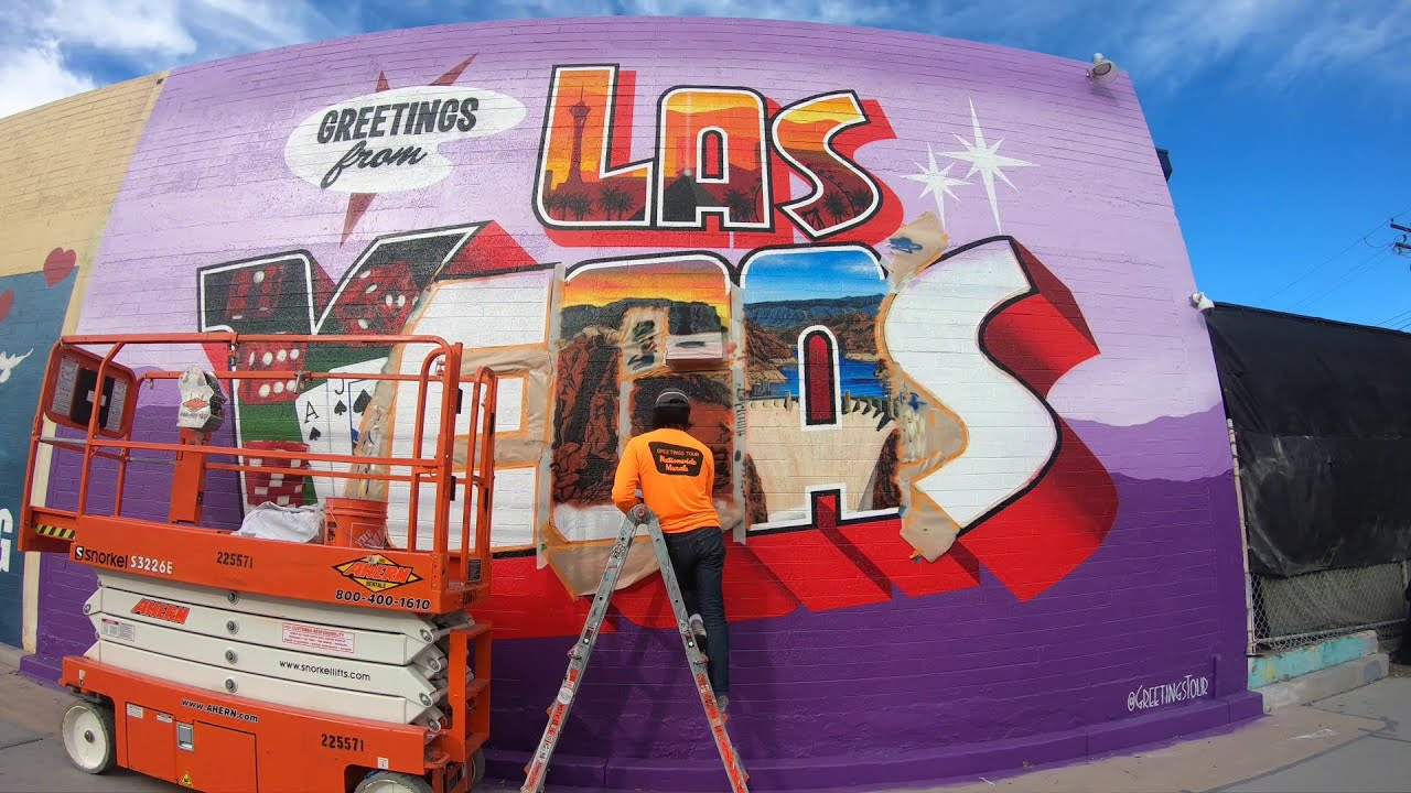 Timelapse of Greetings from Las Vegas mural YouTube