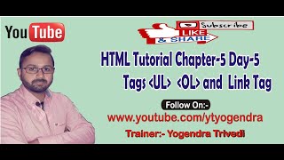 HTML Tutorial  Chapter-5  Html Tags (ul), (ol) and Link Command Profile