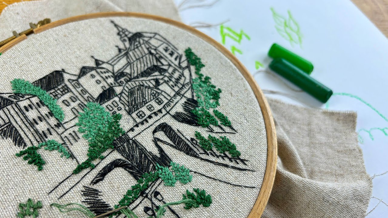 How to stitch the greenery on architectural patterns