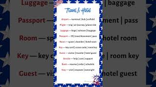 10 Travel &amp; Hotel Words for Trips Abroad #shorts #esl #vocabulary