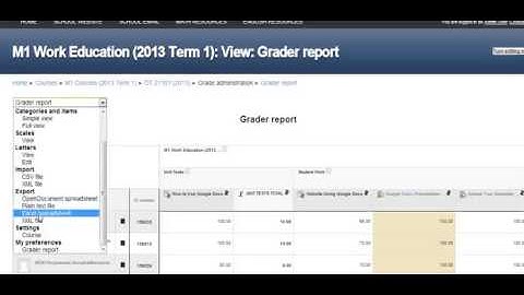 Exporting Grades from Moodle