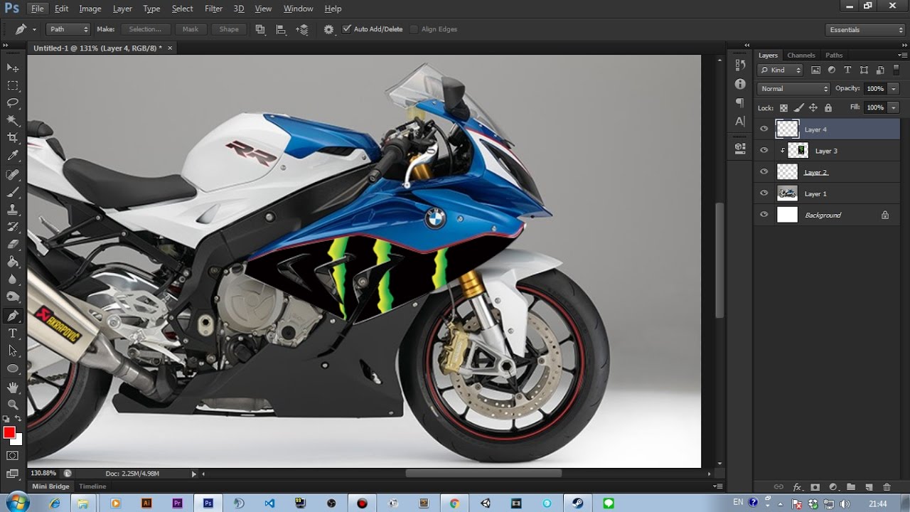 Photoshop สอนแต่งรูปออกแบบลายรถบิ๊กไบค์