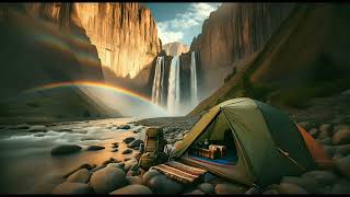 Daylight Nature,ASMR,Ambiance The View of a Camp next to the Waterfall,Rainbow,Relaxation Sound,AFG1