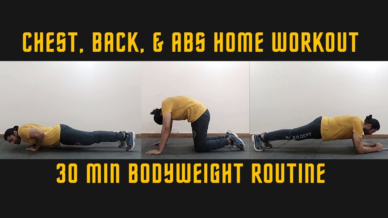 30 Mins Bodyweight Chest, Back, and Abs Home Workout Day 244 YouTube