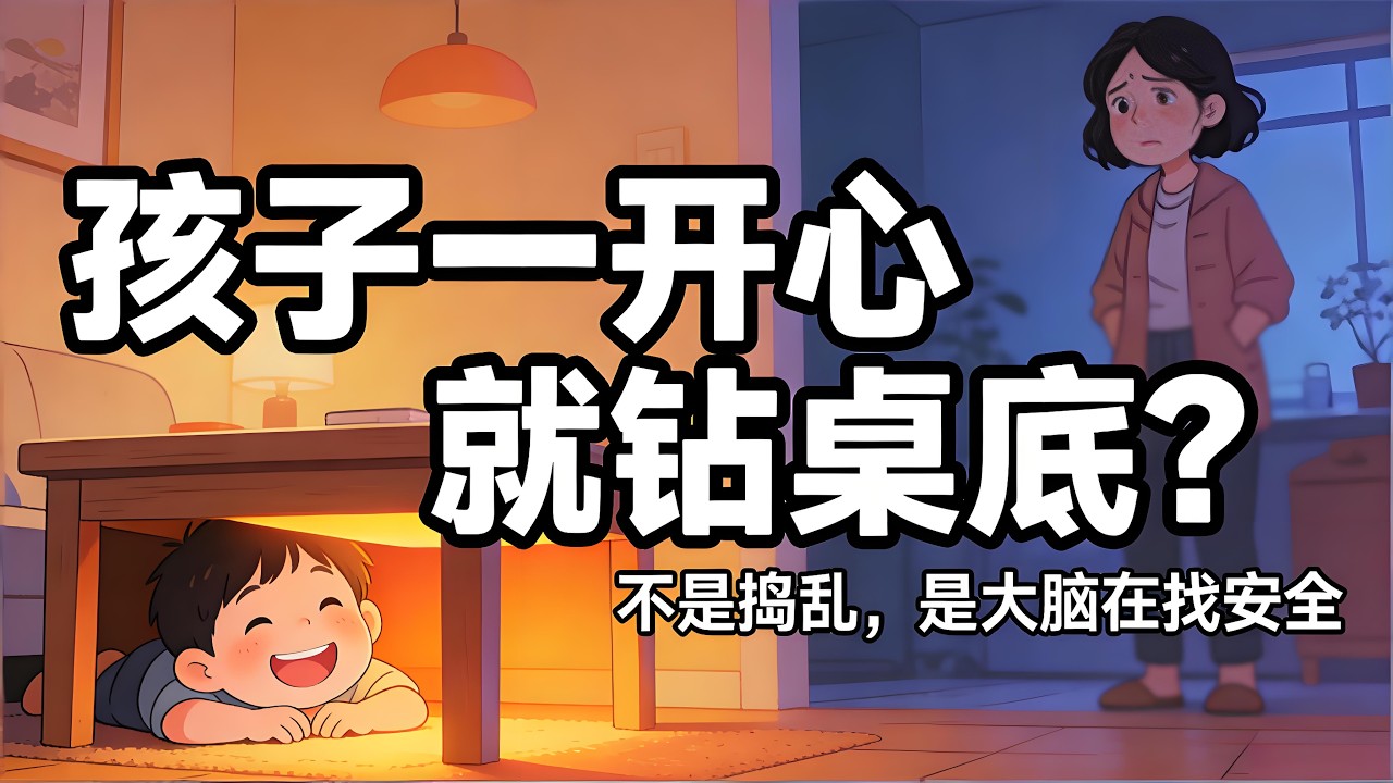 為什麼孩子一開心就鑽桌子底下？不是搗亂，是大腦在“找安全”  #親子溝通 #親子關係 #孩子成長 #正面管教 ＃腦科學育兒 #情緒教育 #parentingtips #children #shorts