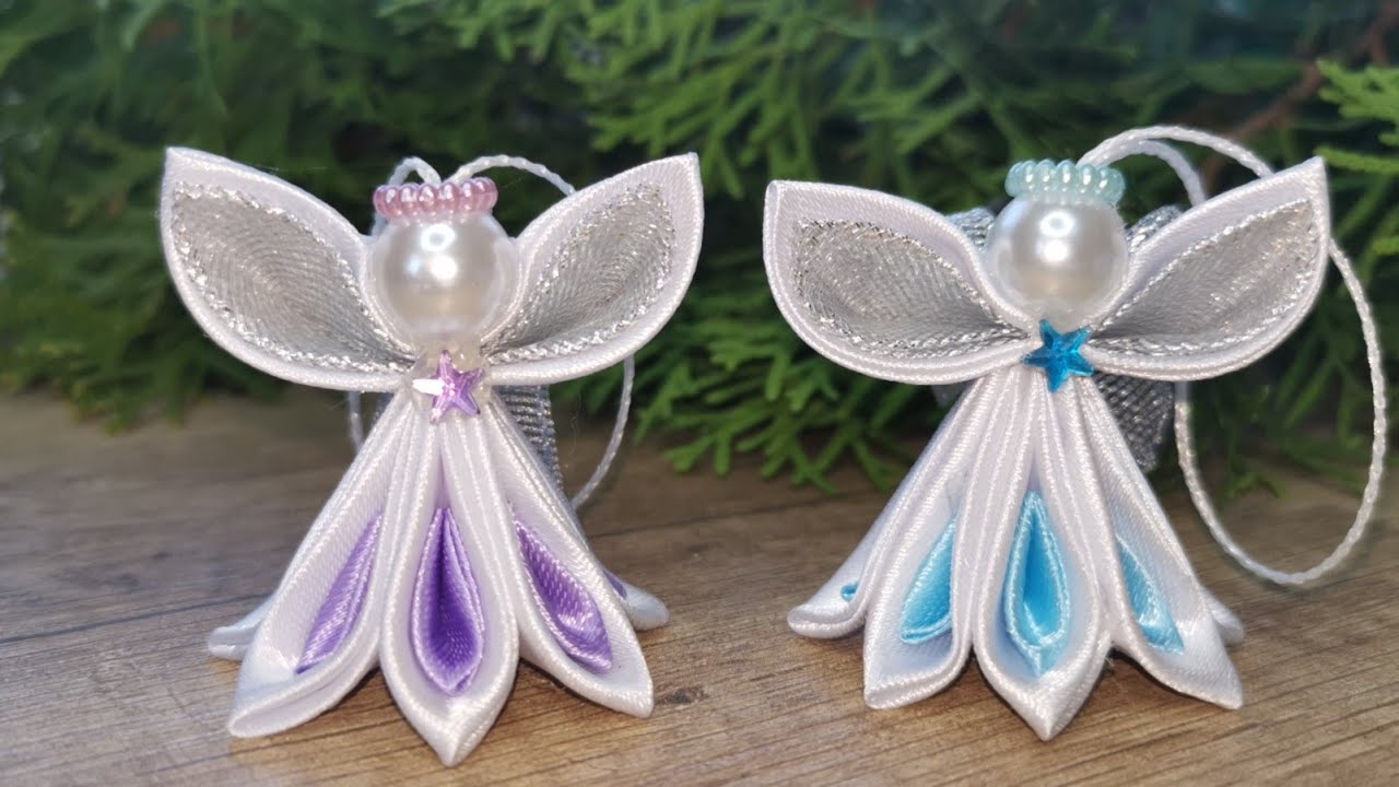Kanzashi Christmas Angel/ Ribbon Angel / Xmas ornament/ handmade