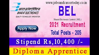 BEL Recruitment 2020 | Diploma Apprentice | No Fees | Apply Online