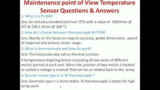 Pt100 And Thermocouple Question & Answers