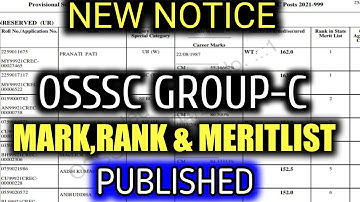 OSSSC GROUP-C COMBINE EXAM,,NEW NOTICE PUBLISHED,,RANK,MER LIST PUBLISHED BY OSSSC OFFICIAL....