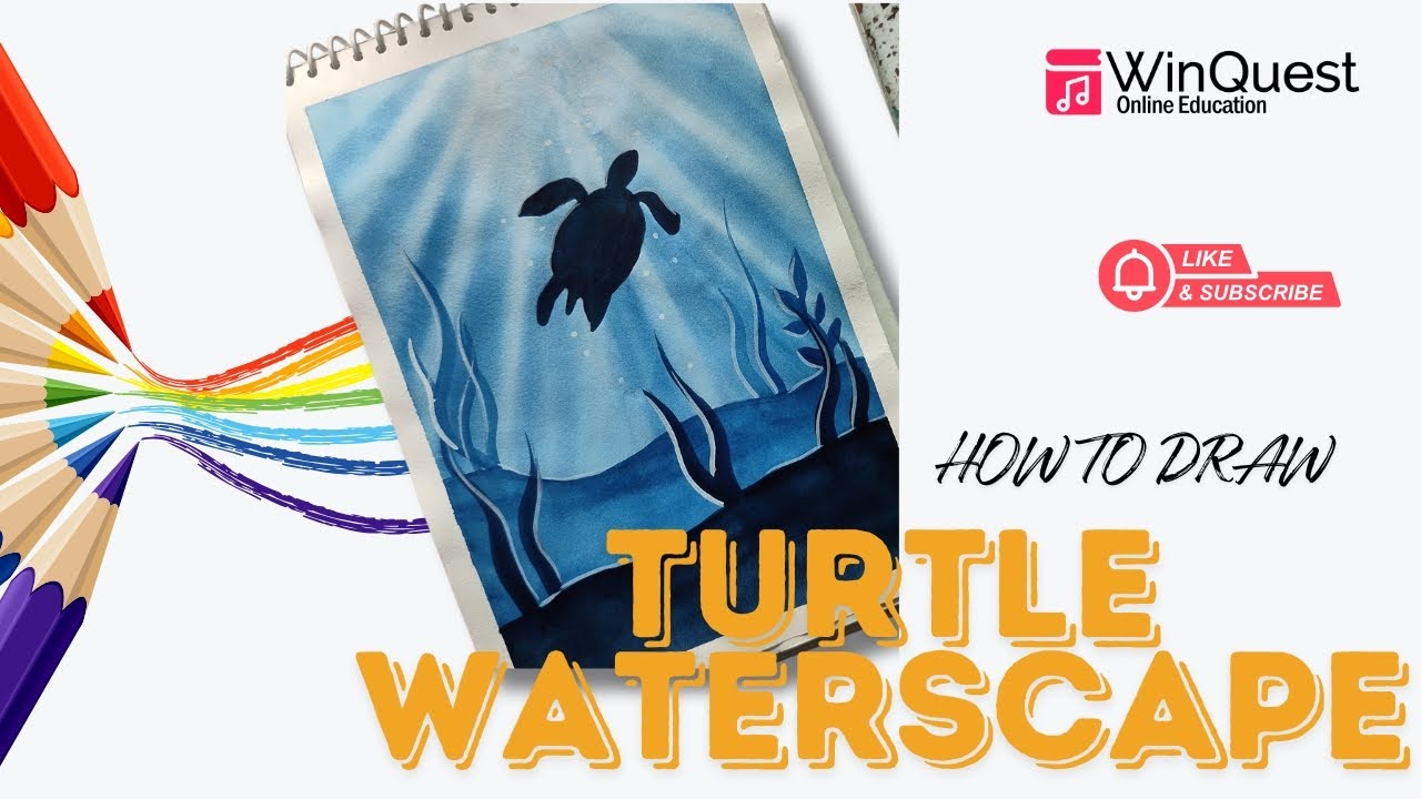 How to Draw a Turtle Using Watercolors | Easy Painting for Kids | Winquest Online