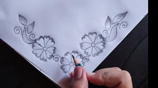Flower border design by pencil|| Corner design||Project@riyaartandcraft1