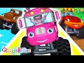 Wheels on the Pink Bus! | Nursery Rhymes and Monster Truck Learning Videos! | GiggleBellies