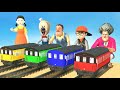 【踏切アニメ】あぶない電車 TRAIN THOMAS Vs 4 TRAIN Crossing 🚦 Fumikiri 3D Railroad Crossing Animation#Red