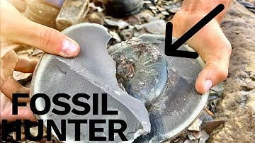 SURREAL Ammonite Hidden Inside 185 Million Year Old Rock! | Fossil Hunter