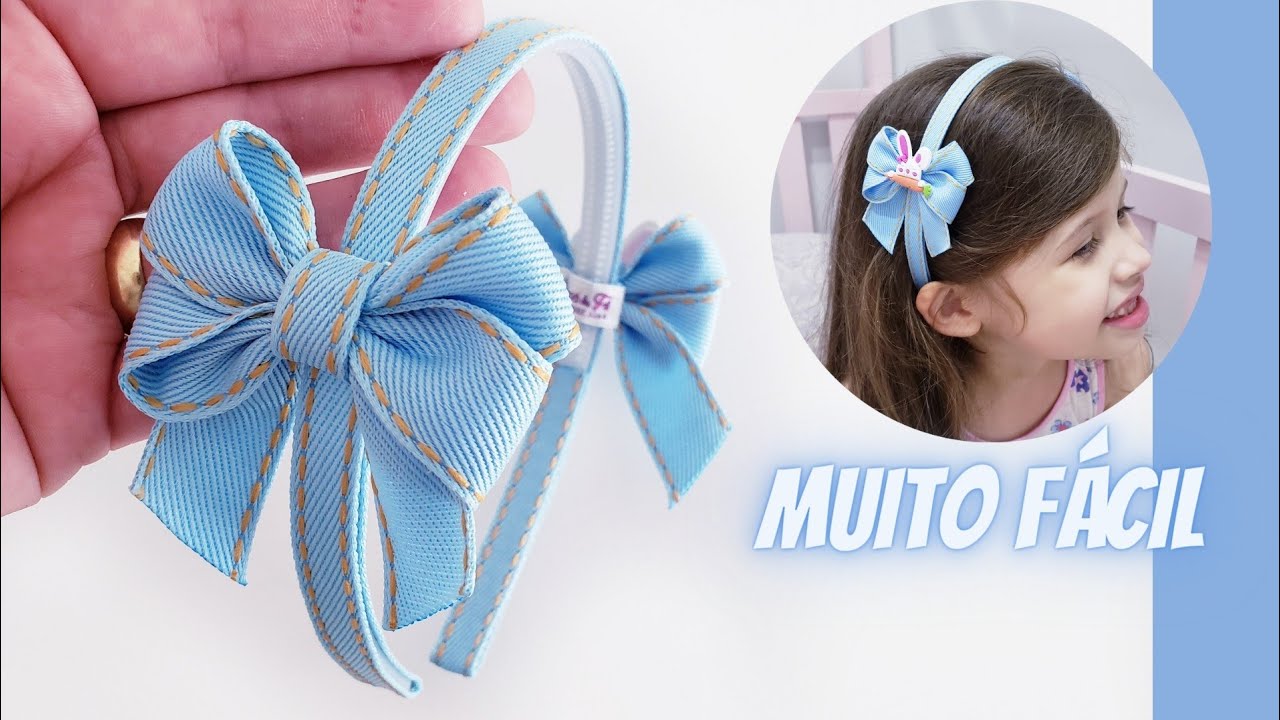 Tiara Maria Chiquinha Laço Cruzado Jeans super Fácil 😍🎀 #tiara #laço