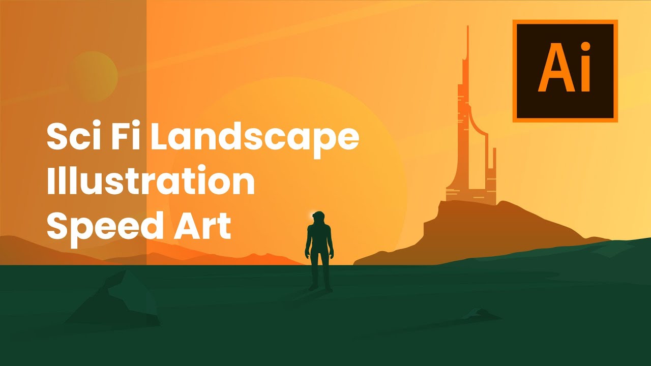 Sci Fi Landscape Illustration | Adobe Illustration CC 2020 | Speed Art