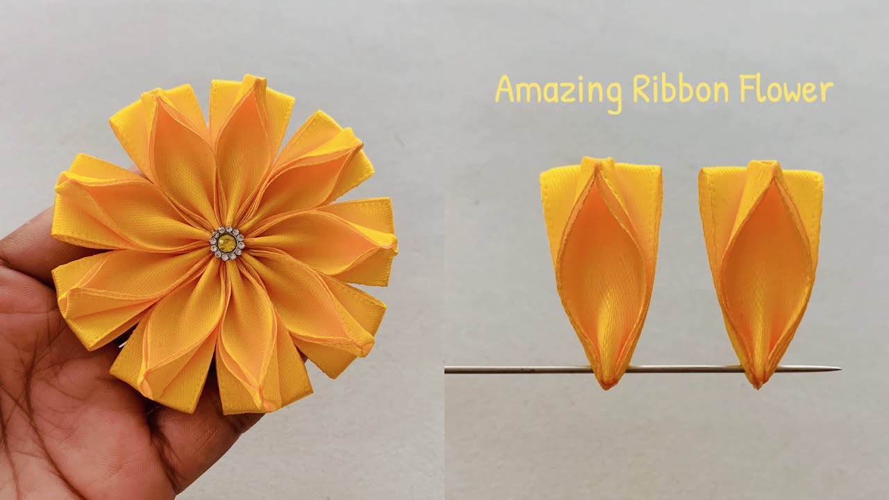Amazing Ribbon Flower Work Super Easy Flower Making Ideas Easy Flower Making YouTube