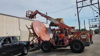 Giant penny is installed at the Museum of Route 66 in Lincoln Illinois