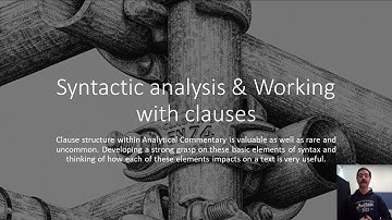 Syntax Metalanguage acronyms [Syntactic Patterning video] English Language Unit 3/4