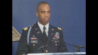 Lt. Colonel Ronald Clark gives speech at Michael Monsoor&#39;s Hall of Heroes Induction Ceremony