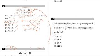 SAT Math Practice Test #1 Question 8-12