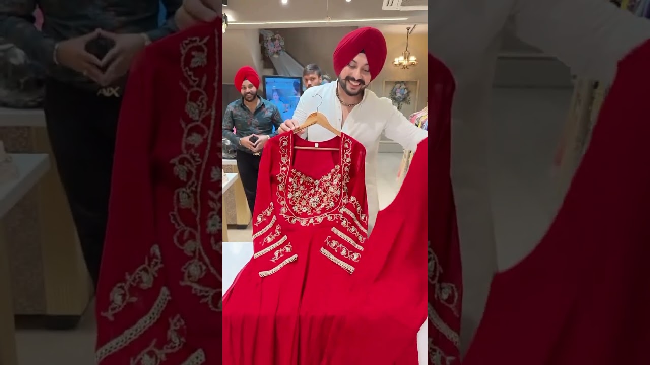 Hot seller Restocked Deep Red Georgette Heavy Hand Embroidered Partywear Anarkali suit with