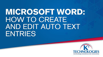 How To Create And Edit Auto Text Entries | Microsoft Excel | K2 Technologies