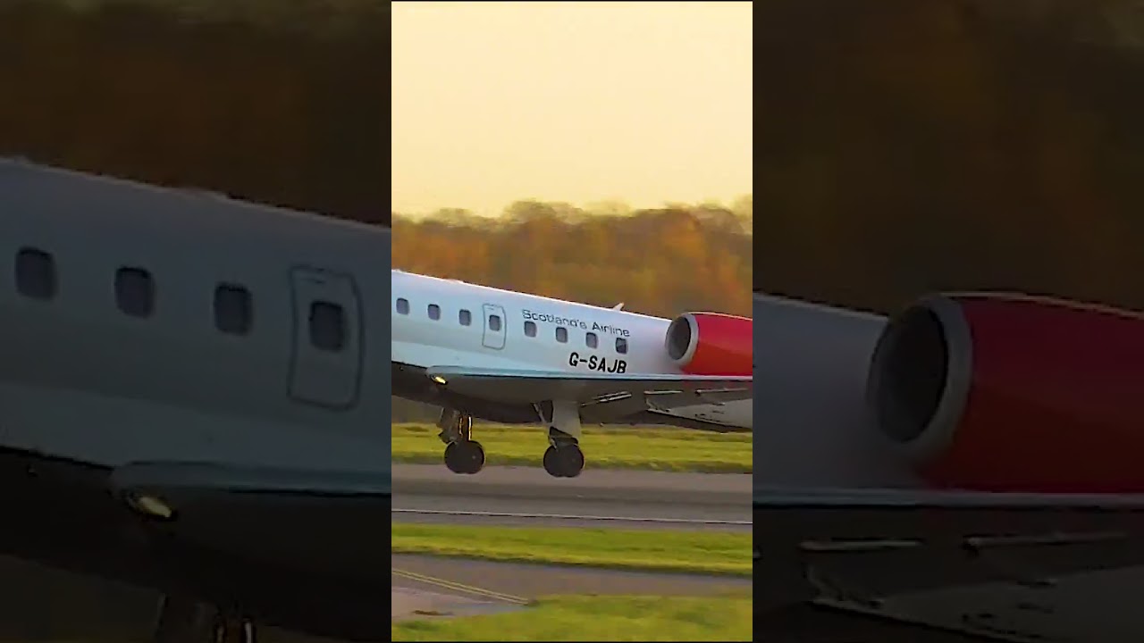 Loganair ERJ 135 Landing at Manchester Airport! 