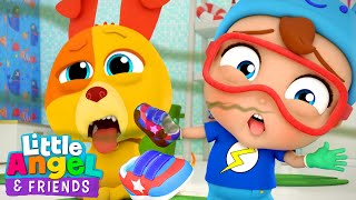 Stinky Shoes Wash Song with Bingo | Little Angel And Friends Kid Songs