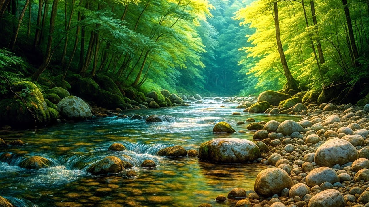 Mountain Stream Sounds, Beautiful Forest Atmosphere and Birdsong, Nature Sounds for Relaxing, ASMR