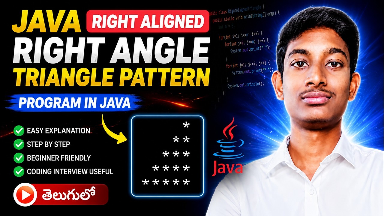 Right Aligned Right Angle Triangle Pattern in Java | Star Pattern ...