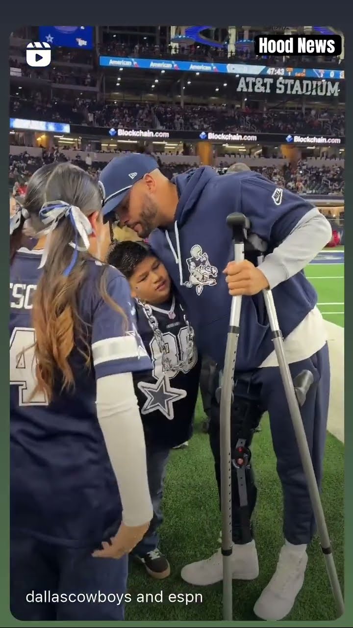 Dak is still on crutches ? #hoodnews #dakprescott #cowboys #kids #crutches #omg #wow #how