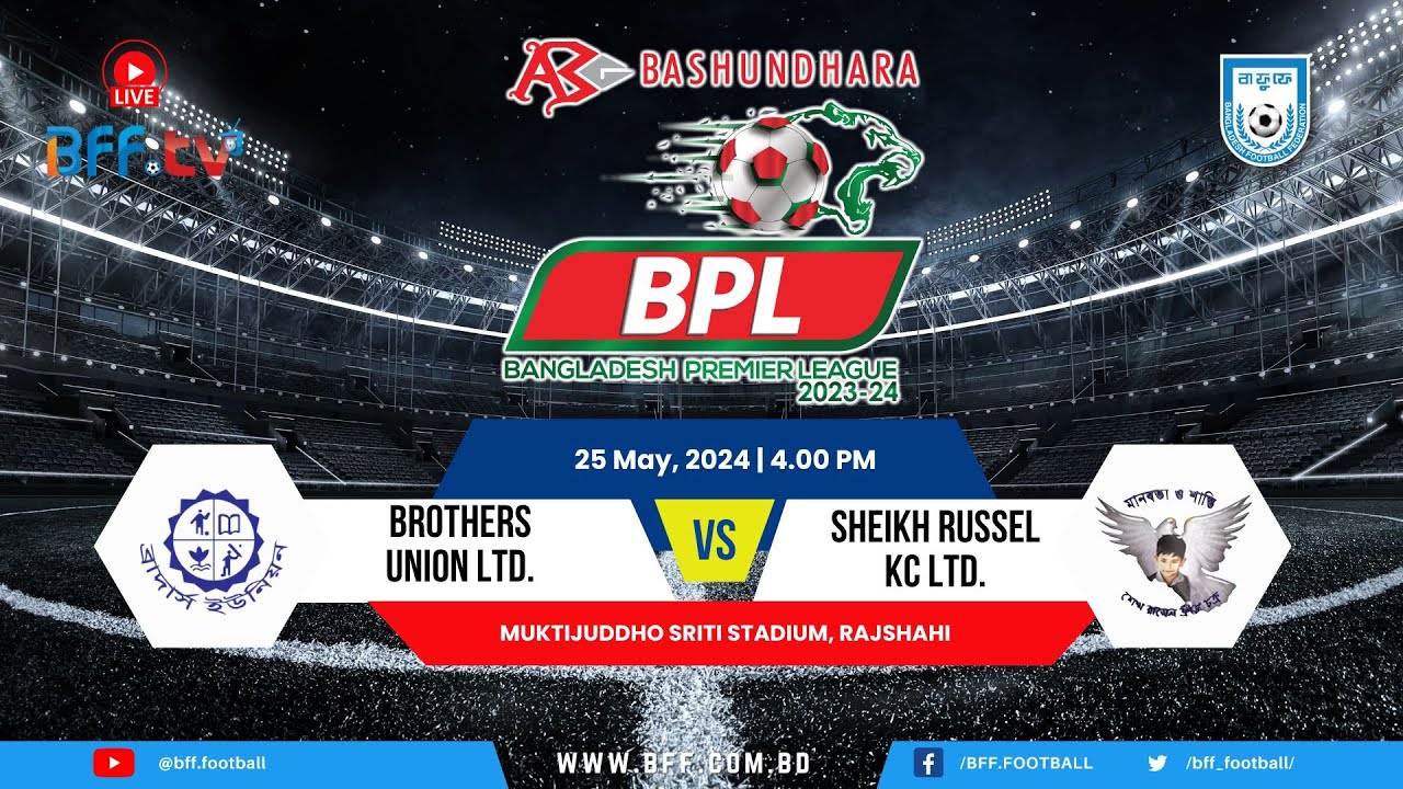 LIVE Brothers Union vs Sheikh Russel KC BPL 202324 YouTube