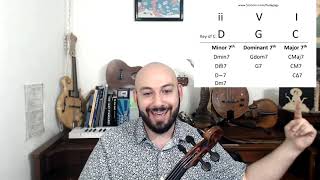 Jazz Violin Lesson: How to think and play like a HARMONY instrument! 7th chords + ii-V-I progression