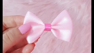 طريقه عمل الفيونكه بالشريط الستان  بطريقه سهله ومحترفه | DIY Ribbon Bow فيونكه للخمار 🎀💕