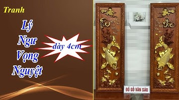 Tranh Lý Ngư Vọng Nguyệt  c1m26 Dày 4cm Đục Kỹ - ĐỒ GỖ VĂN SÁU