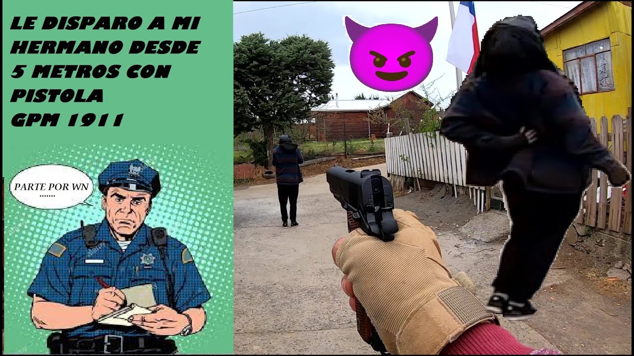 prueba pistola gpm 1911 AIRSOFT ( disparo a 5 metros a mi hermano😱💀)