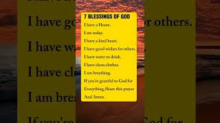 7 blessings of God #prayer #shorts #prayers #reflection #christianprayer #hope