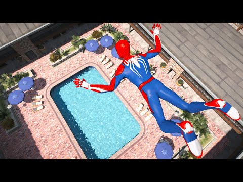 GTA 5 Water Ragdolls | SPIDERMAN Jumps/Fails #4 (Funny Moments)
