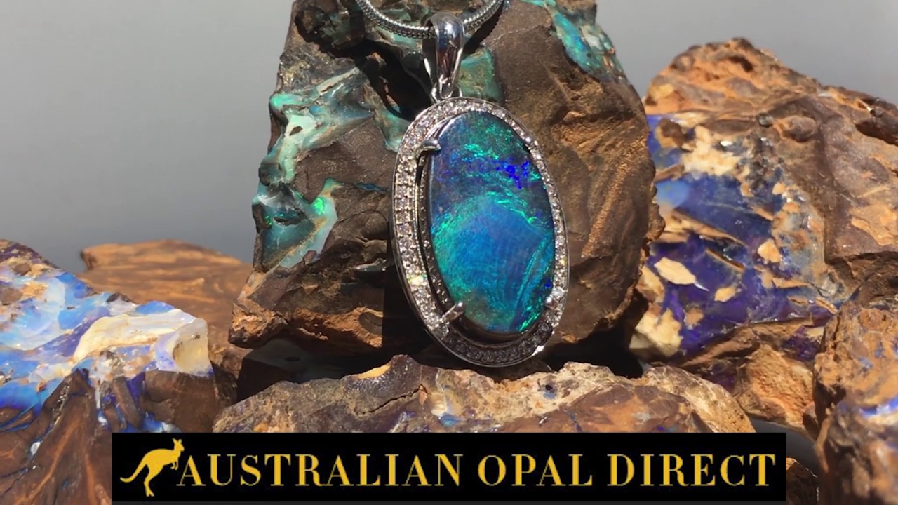 Blue Opal 18kt White Gold & Diamond Opal Necklace