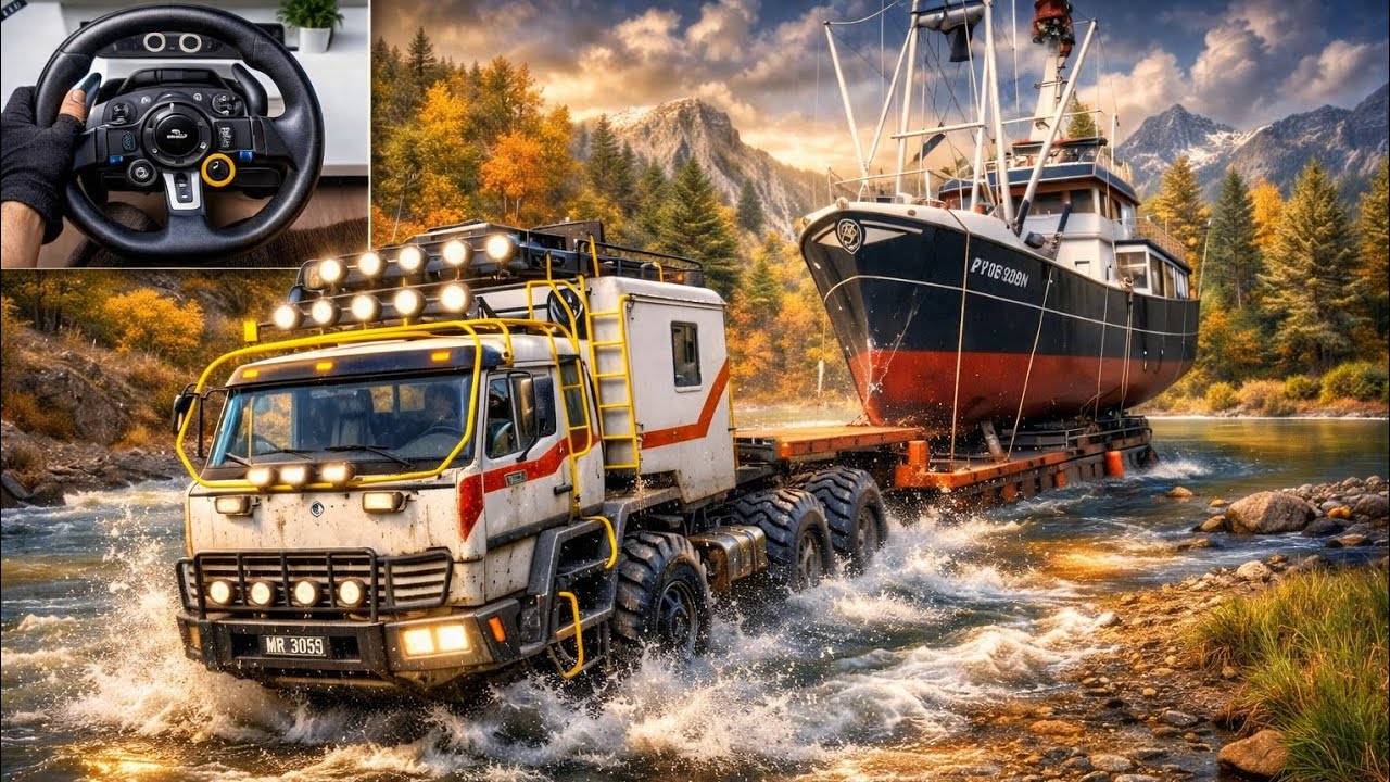 تحدي الطرق الوعرة: نقل سفينة عملاقة في SnowRunner! 🚛💥