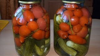 видео Маринованные огурцы и помидоры Рецепт секрета вкусного приготовления заготовки на зиму