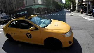 Red Light Running Yellow Taxi nearly hits cyclists and pedestrians in NYC