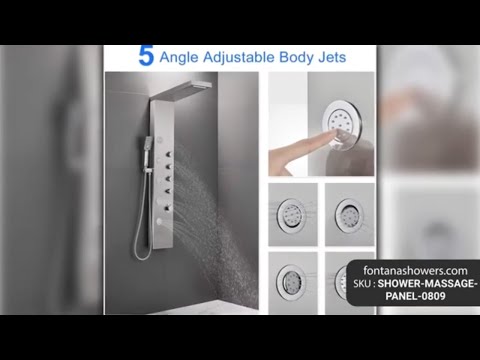 Fontana Shower Panel System Stainless Steel Wall Mount Rainfall Waterfall- SHOWER-MASSAGE-PANEL-0809 thumbnail