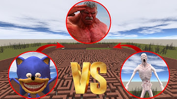 Shin Sonic vs SCP 096 vs Red  Hulk – Insane Garry’s Mod Fight!!