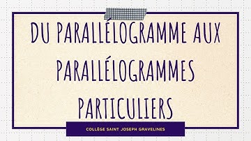 Du parallélogramme aux parallélogrammes particuliers