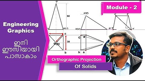 Engineering Graphics - Module 2 | Projection of solids (Malayalam) | Solids resting on base edge