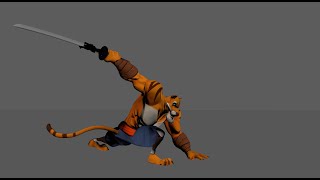 Tiger Anthro game animation test rig