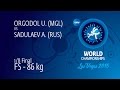 1/8 FS - 86 kg: A. SADULAEV (RUS) df. U. ORGODOL (MGL) by TF, 10-0