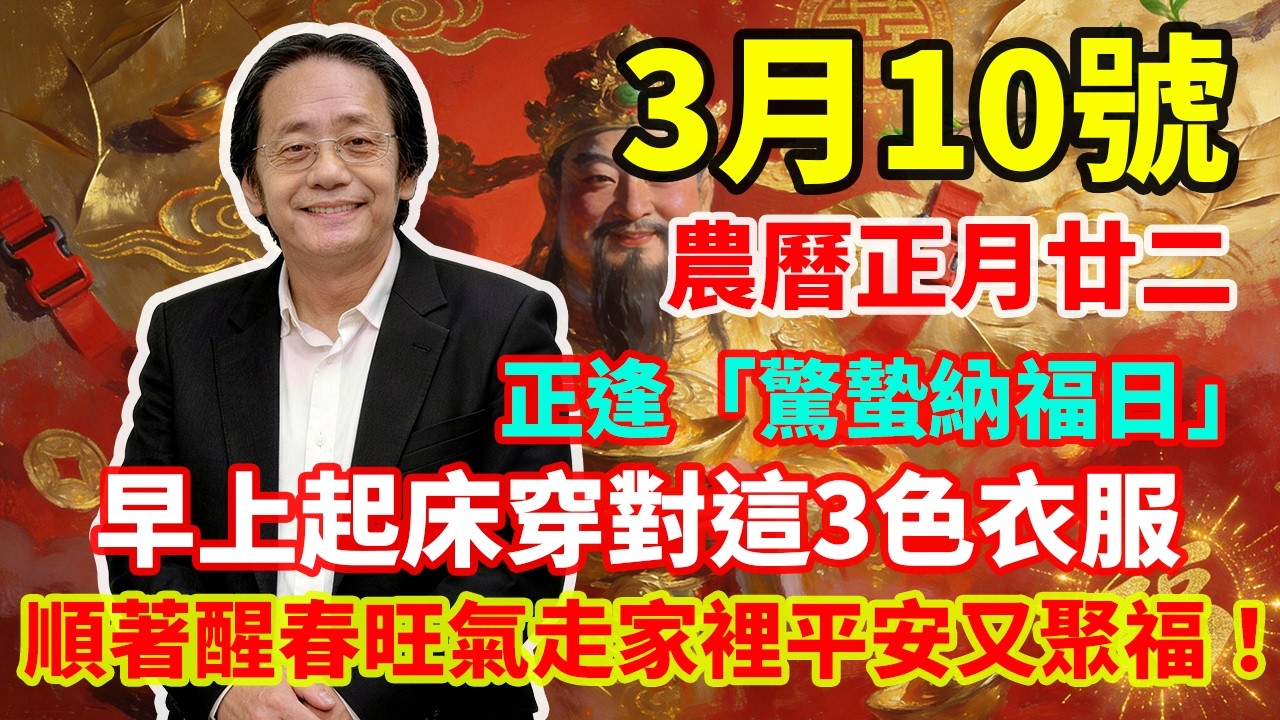 喜事駕到！3月10號，農曆正月廿二，正逢「驚蟄納福日」，早上起床穿對這3色衣服，順著醒春旺氣走，家裡平安又聚福！＃佛學 ＃佛淨 ＃佛陀 ＃佛法 ＃佛教 ＃修行